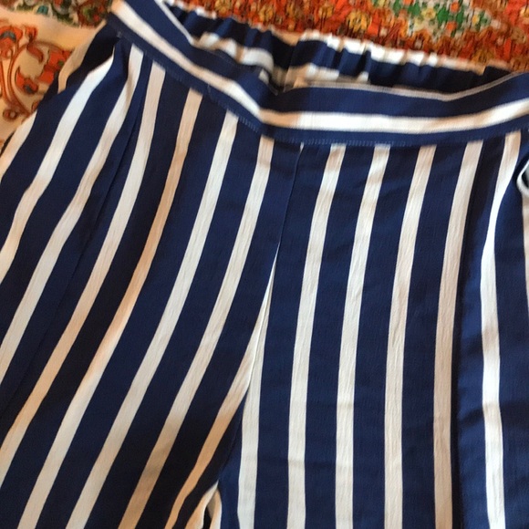 blue and white vertical stripe Mango capris - Picture 2 of 4